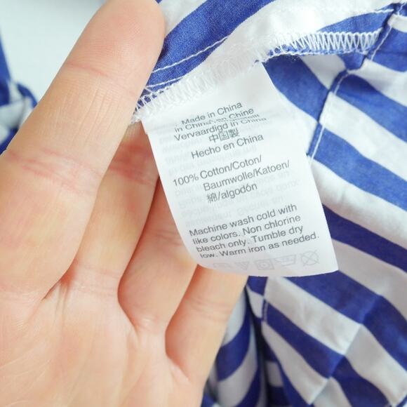 J Crew Striped Shirtdress 14 Blue White Belted Midi A Line Preppy Cotton Classic - Picture 8 of 11